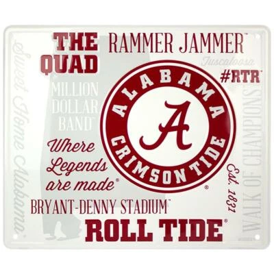 ALABAMA CRIMSON TIDE FAN CLOUD METAL SIGN THE QUAD ROLL TIDE LEGENDS 12"x 14" - Image 1 of 4