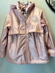 Charles River Womens New Englander Rain Jacket Waterproof Pink undah logo - Picture 1 of 7