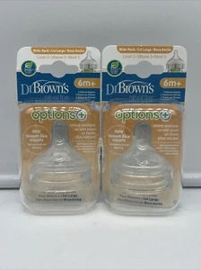 Lot Of 2- 2pack Dr. Brown's Wide-Neck Bottle Silicone Nipples Level 3  6m+ - Picture 1 of 2