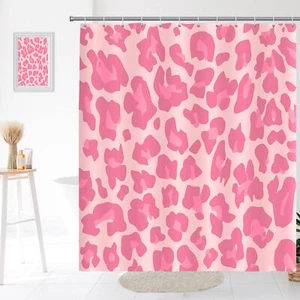 Cute Leopard Shower Curtain Pink Modern Simple Home Tub Bathroom Curtain Deco... - Picture 1 of 7