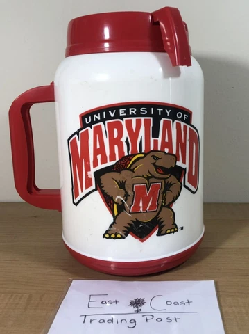 Vintage University Of Maryland Terps 64Oz Insulated Mug Thermos Fear The Turtle Cover