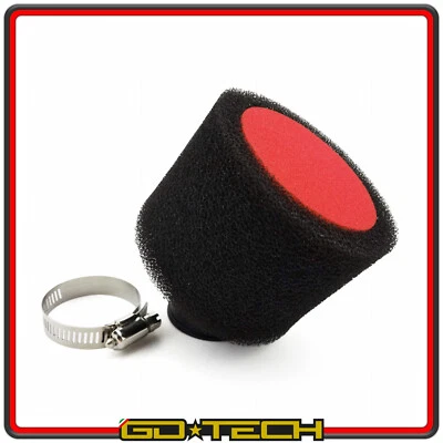 FILTRO ARIA MOTO SCOOTER ATV RACING NERO ROSSO DOPPIA SPUGNA 38mm RACCORDO 30° - Imagen 1 de 4