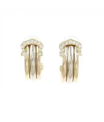 C De Cartier 18k Tri-Color Gold Double C 2C Diamond Earrings - Image 1 of 3