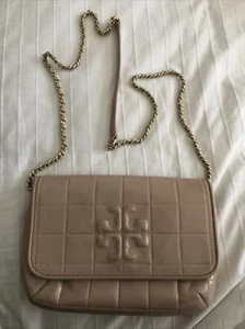 TORY BURCH Marion Quilted Patent Nude Women's Clutch - Picture 1 of 9