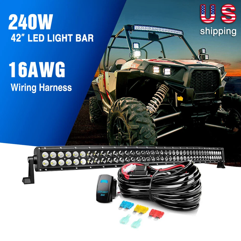 Barra de luz LED curva NILIGHT 54" 50" 42" 32" polegadas off road preta carro de condução 4WD - Imagem 1 de 4