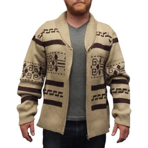 The Dude Sweater Big Lebowski Cardigan Zip Up Knit Jeffery Adult Movie Costume - Picture 1 of 8