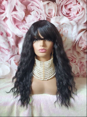 Peluca bang ondulada mezcla cabello humano Foto 1 de 4