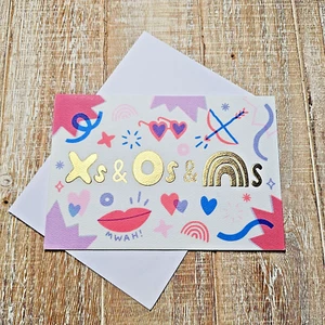 American Greetings Valentine's Day Card Pride LGBT X O Rainbow Gold Pink Blue - Picture 1 of 9