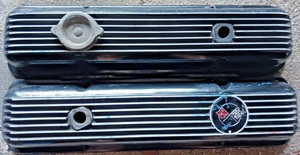 1968-82 CHEVY CORVETTE LT-1 L-82 FINNED ALUMINUM VALVE COVERS BLACK GM ORIGINALS - Picture 1 of 5