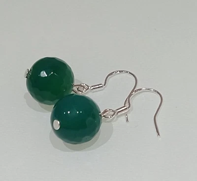 EDELSTEIN OHRHÄNGER ACHAT 12 MM FACETTIERTE PERLEN OHRRINGE  - Bild 1 von 4