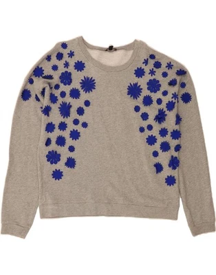 J. Moletom feminino CREW Reino Unido 18 GG cinza floral algodão DQ32 - Imagem 1 de 3