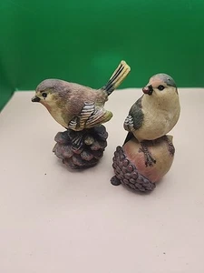 Resin Bird On Acorn, Pinecone Figurine Fall Decor 3” Tall - Picture 1 of 4