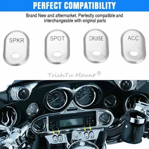 Chrome Brushed Panel Switch Covers Caps For Harley Touring FLHT FLTR 1996-2013 - Picture 1 of 15