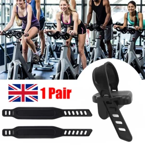 1 Pair Exercise Bike Pedal Straps Adjustable Length Universal Pedal Strap UK - Picture 1 of 19