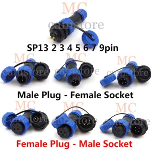 SP13 Wasserdichter Stecker IP68 2/3/4/5/6/7/9 Pin Kabelverbinder Stecker/Buchse - Bild 1 von 14