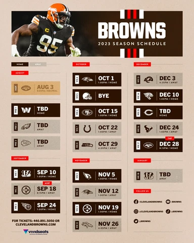 Cleveland Browns 2023 Season Schedule NFL 8x10 Photograph Print Cover