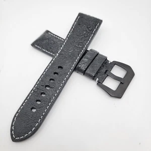 Genuine Black Textured Leather Strap Panerai Luminor 26mm NEW - Picture 1 of 6