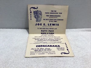 VTG 1950’s NYC COPACABANA HANDBILL/AD/MAILER Joe E. Lewis Patti Page - Picture 1 of 12