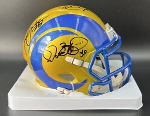 Bettis Dickerson Faulk Signed Autographed Rams FLASH Mini Helmet Beckett BAS 1