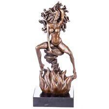 Echt Bronze Skulptur Weiblicher Akt Tänzerin Deko Figur 34cm Signiert NEU yb180