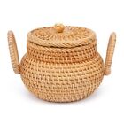 Small Rattan Basket with Lid, Rattan Basket Organizer with Handle, Candy2157