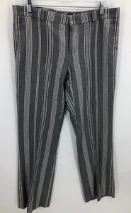 Pantalones Banana Republic Mujer 10 Gris Blanco Rayas Frente Plano Algodón Costero  - Imagen 1 de 7