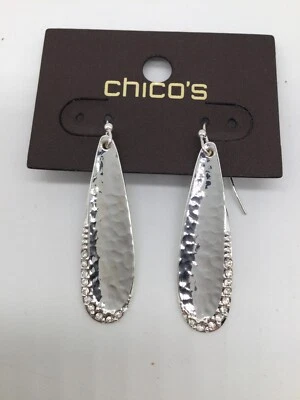Chico’s 银色/水晶耳环全新无标签 — 第 1/2 张图片