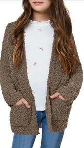 Girls Casual Open Front Long Sleeve Cardigan Pocket Fashion Sweater Outwear - Picture 1 of 7