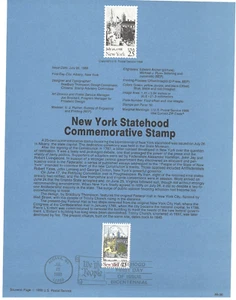USPS Souvenir First Day Of Issue Comm Stamp 7/26/88 New York Statehood 25c - Picture 1 of 1