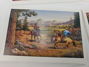 BLANK Notecards & Envelopes 18 Pk. "Roping a Maverick" Cowboys Painting 5" x 7" - Picture 1 of 2