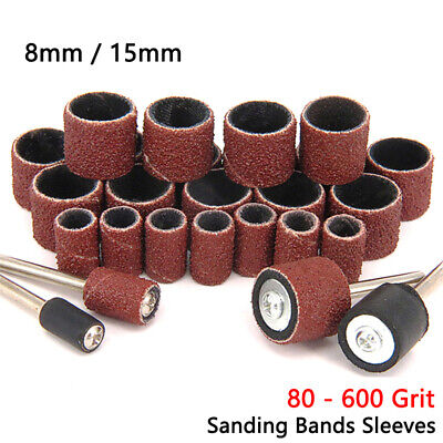 80 - 600 Grit Sanding Bands Drum Sleeves Dia 8mm / 15mm For Dremel Rotary Tools • 1.92€