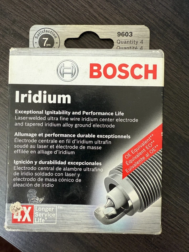 Свечи зажигания двойные Iridium Bosch деталь 9603 — коробка из 4, совершенно новые, от оригинального производителя, тонкая проволока - Изображение 1 из 2
