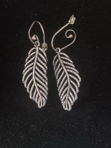 Pandora PAVE OHRRINGE ENGELSFLÜGEL AUTHENTISCH 2 Zoll lang FEDER ALE 925 REG 195 $ - Bild 1 von 3