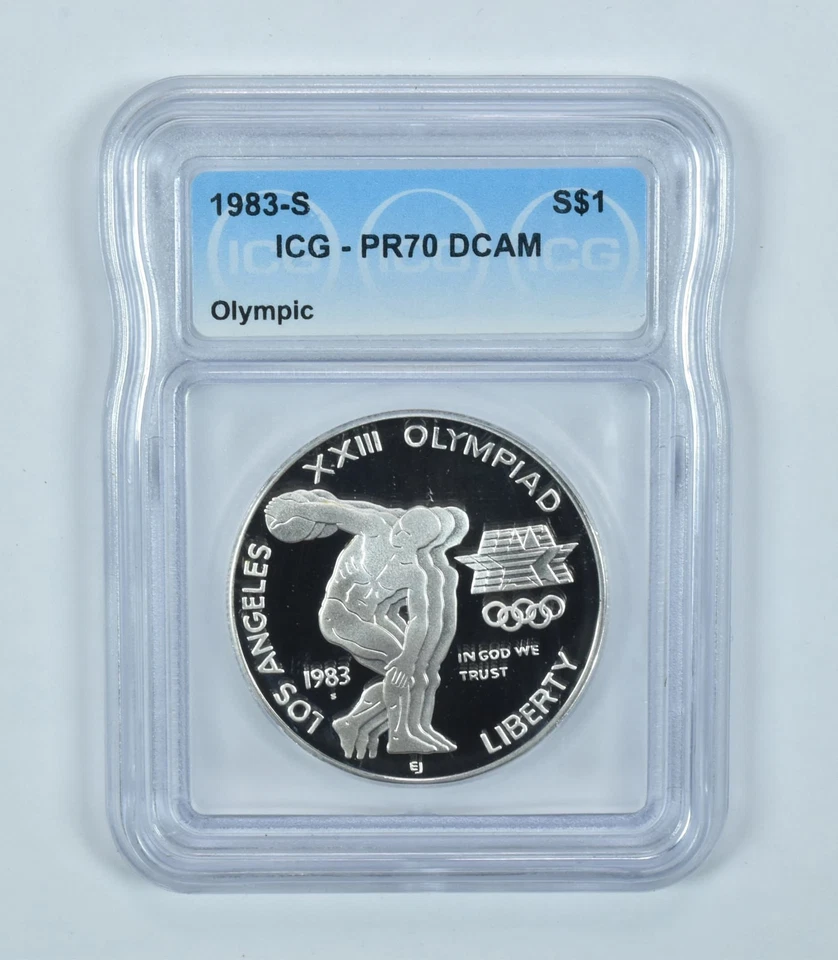 1983-S Olympic Discus Commemorative Silver Dollar PR70 DCAM ICG - Image 1 of 4