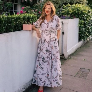 Gal Meets Glam Anthropologie Dress Sz US 12 AU 14 16 Lilac Floral Maxi Feminine - Picture 1 of 10