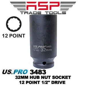 US PRO Single 1/2" Bohrer 32 mm 12 Punkt Bi Sechskant 85 mm Steckschlüssel - Bild 1 von 2