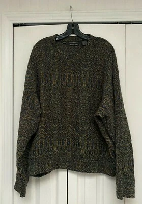 Suéter de malha Jhane Barnes azul roxo azul-petróleo cobre marrom preto bronzeado lã GG - Imagem 1 de 4