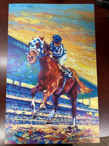 2023 Belmont Stakes Secretariat 50th Anniversary Poster by Lisa Palombo Cover