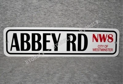 BYORSLF Metal Sign ABBEY ROAD City of Westminster London England studios RD 3" x 12"
