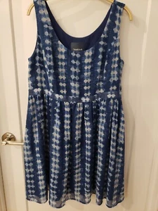 NWT Womens ModCloth Sz XL Freeing Dress A Line Blue Geometric - Picture 1 of 12