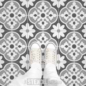 Oakridge Tile STENCIL - Reusable Stencil for Painting Floor, Wall & Patio Tiles - Picture 1 of 12