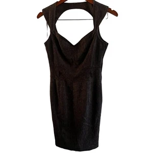 Guess Womens Pencil Dress Size 5 Brown Tweed Sweetheart Neckline Lined Zip Up - Picture 1 of 12