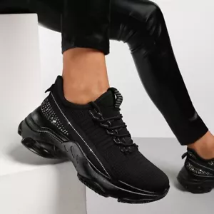 Mujer Damas Entrenadores Modernos Diamante Tachonados Gimnasio Correr Zapatos Sin Cordones Cómodos - Imagen 1 de 18