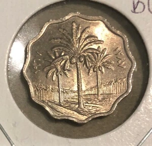 1967 Iraq Republic 5 fils UNCIRCULATED Copper Nickel Coin-22MM-KM#125 - Picture 1 of 4