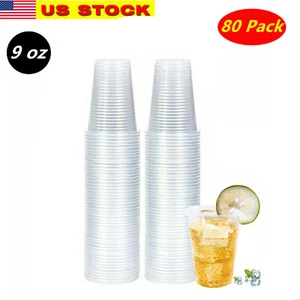 80 Pack 9 oz Disposable Clear Plastic Drinking Cups For Events, Party, Picnic - Picture 1 of 6