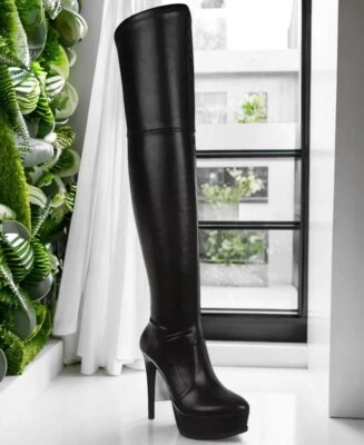 Thalia Sodi Silena Women's Faux Leather Platform Over The Knee Boots NIB - Image 1 of 4