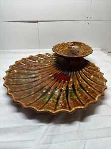 Plato de inmersión de astillas de 2 niveles con carcasa/almeja McCoy Marano Line # 911 de colección - Imagen 1 de 13