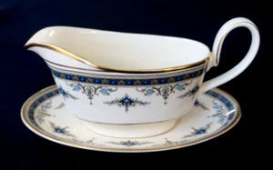 Beautiful Minton Grasmere Blue Gravy Boat And Underplate - Picture 1 of 5