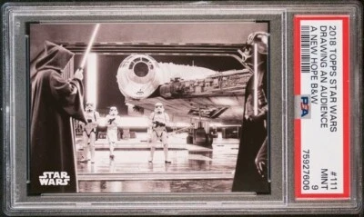 2018 Topps Star Wars Black White 111 Drawing an Audience Vader Obi-Wan PSA 9 - Image 1 of 2