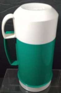 Thermos 10 Oz Hot Or Cold Insulated Coffee Soup Food Jar Green / White Vintage - Picture 1 of 20